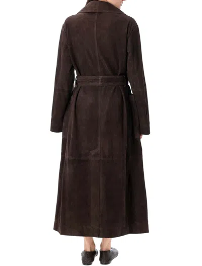 Rohe Belted Suede Coat In Brown