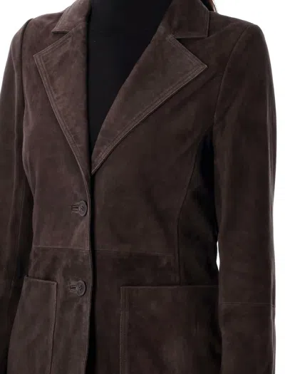 Rohe Suede Single-breasted Blazer In Brown