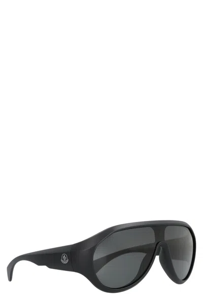Moncler Oval Bubble Sunglasses With Thick Curved Temples In Gray