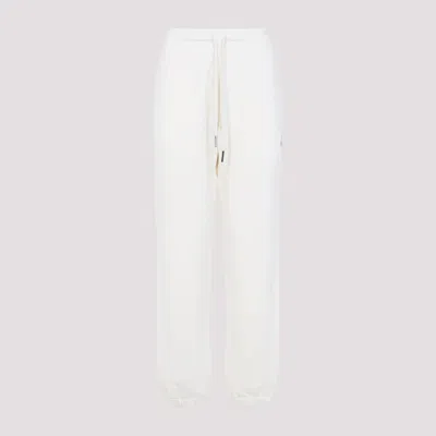 Moncler Cotton Fleece Track Pants With Elastic Cuffs In White