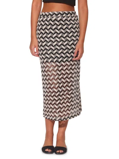Walter Baker Nelle Open Knit Midi Skirt In Black