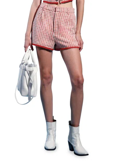 Walter Baker Women's Valley Red Checked Woven Shorts In Pink