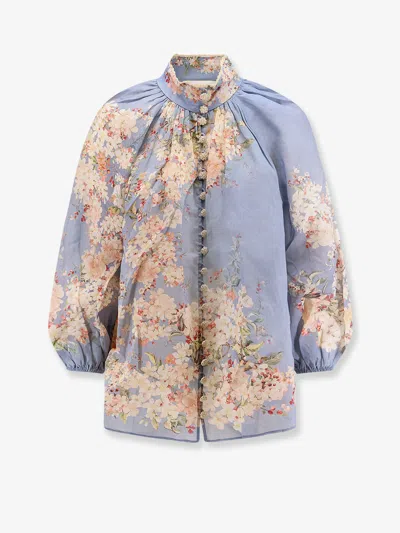 Zimmermann Cascadian Lace-trimmed Floral-print Ramie Blouse