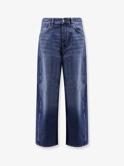 Givenchy Denim Trousers With Belt Loops And Contrast Stitching In Blue