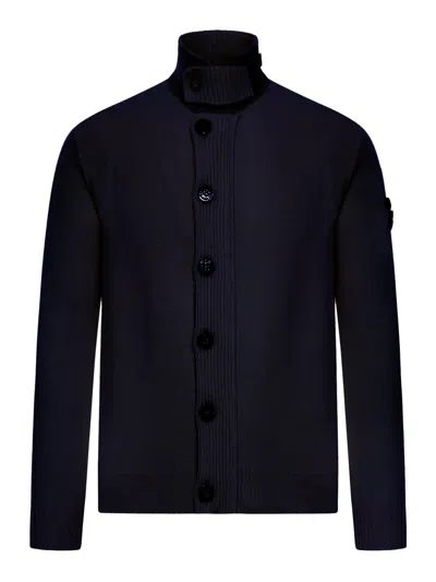 Stone Island High-neck Cardigan With Logo Patch