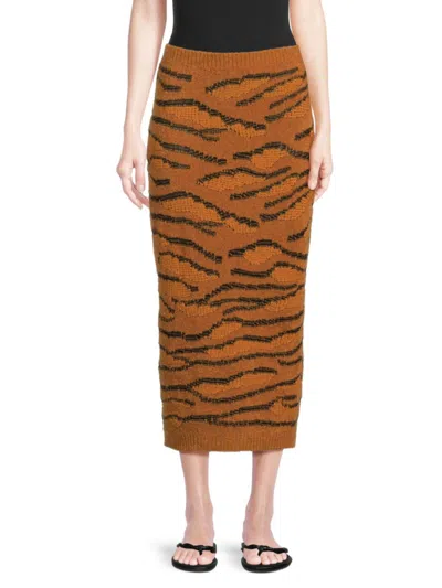 Stella Mccartney Women's Wool-blend Tiger Jacquard Midi Skirt