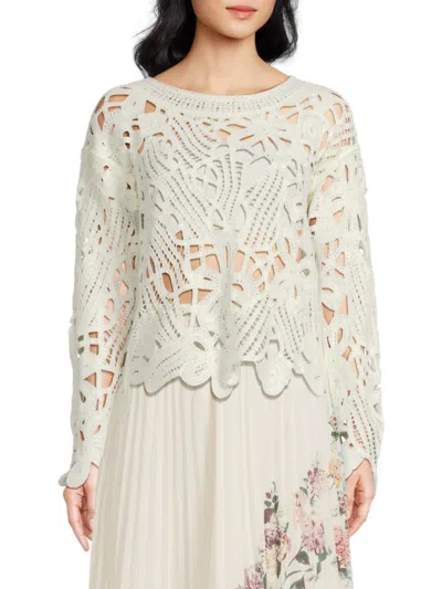 Wdny Women's Crochet Knit Pullover Sweater