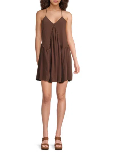 Noisy May Women's Asymmetric Spaghetti-strap Minidress In Brown