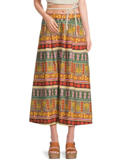 Vero Moda Women's Printed Cotton Midi-skirt