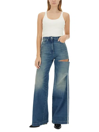 Peter Do Ripped Wide Jeans In Blue