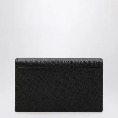 Prada Black Cardholder With Flap In Saffiano Leather