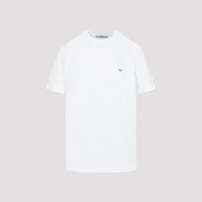 Prada Triangle Logo Cotton T-shirt In White