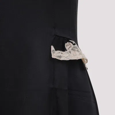 Prada Lace Detailed Midi Dress With Side Slit In Black