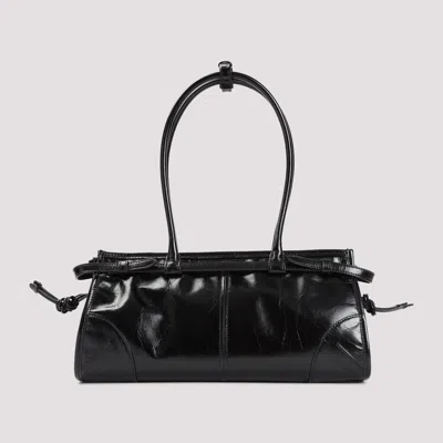 Prada Glossy Leather Cross-body Bag In Black