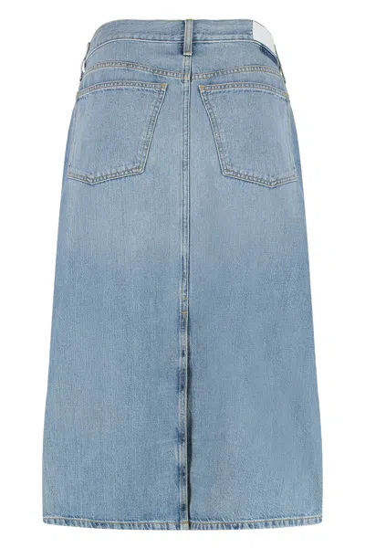 Re/done Denim Skirt With Pockets And Slit In Blue