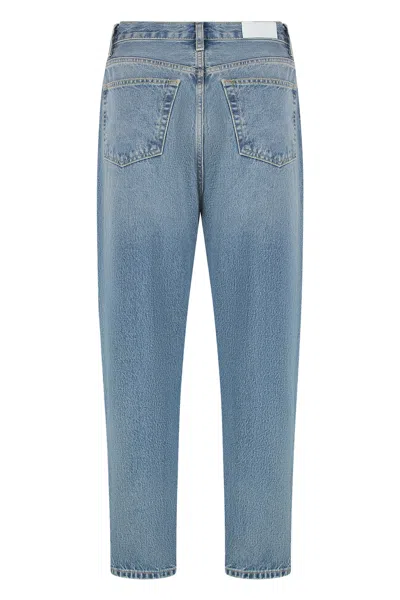 Re/done Organic Cotton Faded Wash Boyfriend Jeans In Blue