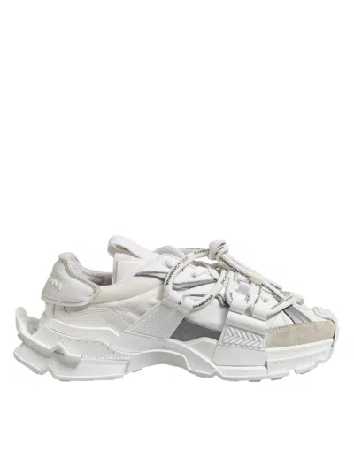 Dolce & Gabbana White Gray Low Top Space Sneakers Shoes In Multi