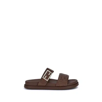 Fendi Slide Sandals With Buckle Detail And Flat Sole