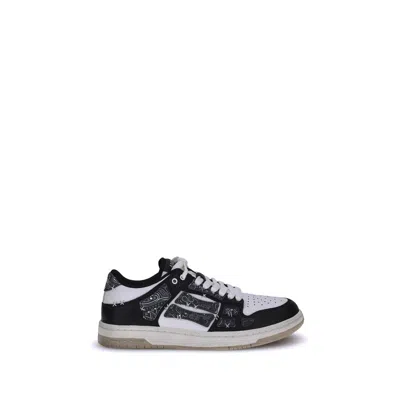 Amiri Skel Top Black Low Top Sneakers With Logo Patch On The Tongue And Logo Lettering On The Heel In Leat