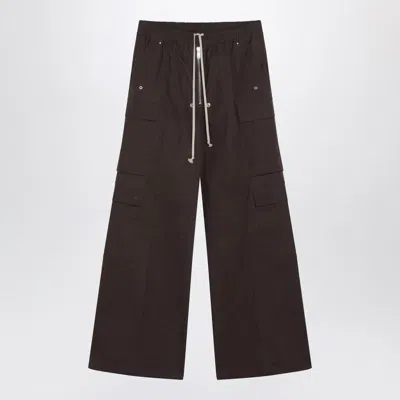 Rick Owens Dust Grey Wide Bela Cotton Trousers Men In Brown