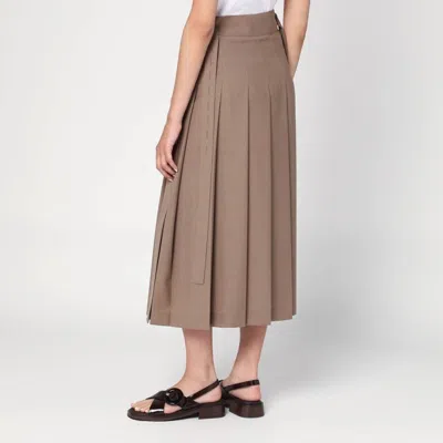 Rohe Pleated Midi Skirt In Khaki In Brown