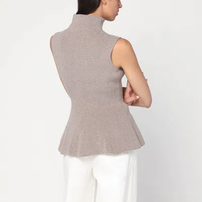 Rohe Sculptural Sleeveless Knitted Top Taupe Melange In Gray