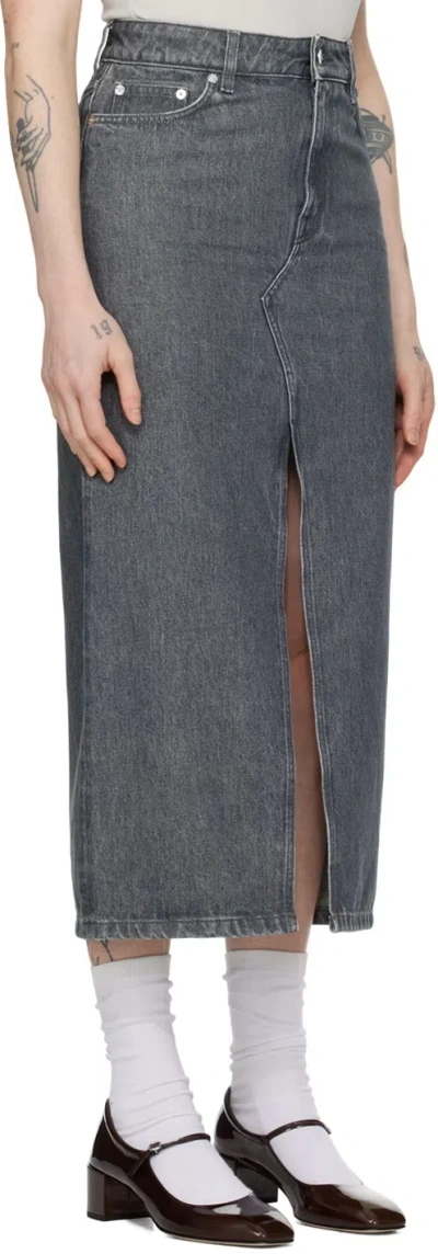 Filippa K Gray Long Slit Denim Maxi Skirt
