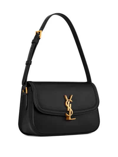 Saint Laurent Solferino Medium Bag In Box Leather In Black