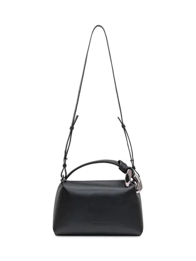 Jw Anderson Leather Bucket Bag Metal Hardware In Black