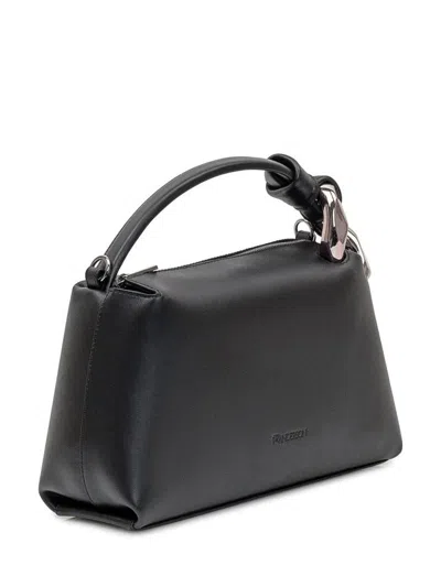 Jw Anderson Leather Bucket Bag Metal Hardware In Black