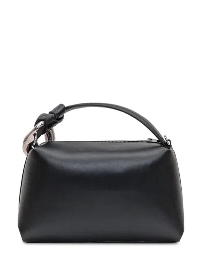 Jw Anderson Leather Bucket Bag Metal Hardware In Black