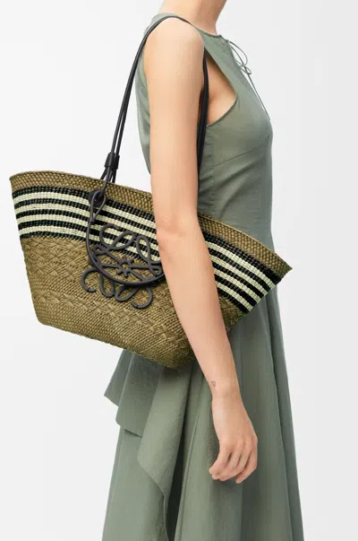 Loewe Medium Anagram Basket In Iraca Palm And Calfskin
