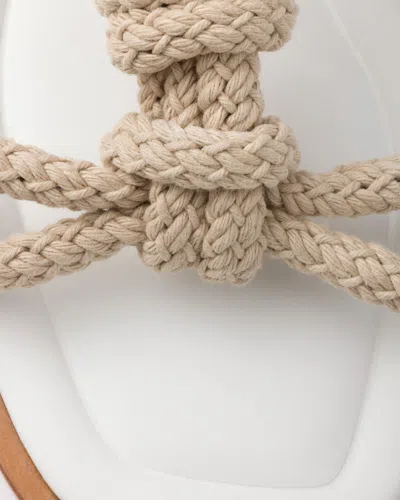 Prada Flat Leather And Cord Sandals In White