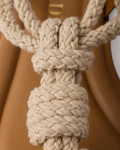 Prada Flat Leather And Cord Sandals In Brown