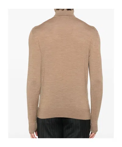 Tom Ford Beige Wool Turtleneck Sweater In Brown