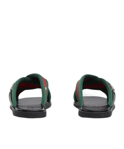 Gucci Web Sandals With Interlocking G In Black
