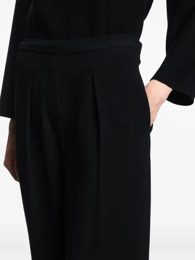 Emporio Armani High Waist Pleated Wide Leg Trousers In Black