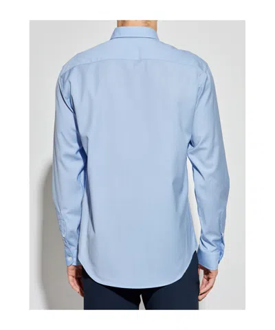 Emporio Armani Icon Shirt In Tropical Light Wool Canvas In Blue