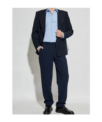 Emporio Armani Icon Shirt In Tropical Light Wool Canvas In Blue