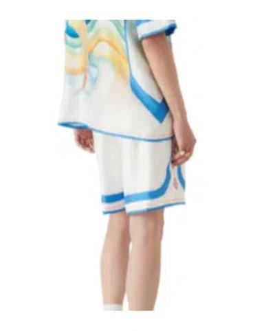 Casablanca Mens Fuji Dream Graphic-print Drawstring Silk Shorts In White