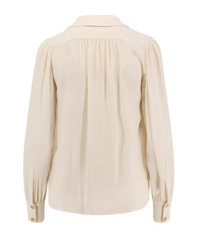 Elisabetta Franchi Jewel Detailed Georgette Blouse In Neutral