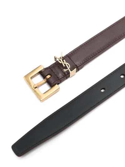 Saint Laurent Slim Cassandre Belt With Square Buckle