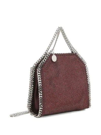 Stella Mccartney Falabella Tiny Bag Crystal Hotfix On Alter Suede Crossbody Bags Bordeaux In Multi