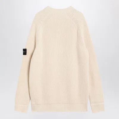 Stone Island Fisherman Rib Cotton Jumper In Neutral