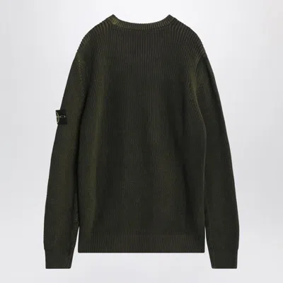 Stone Island Two-tone Fern-coloured Cotton Sweater In Green