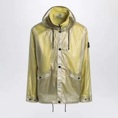 Stone Island Two-tone Fern-coloured Jacket In Translucent Polyurethane Men In Yellow