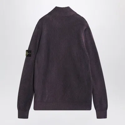 Stone Island Zipped Cotton Cardigan In Amaranth Colour Men In Blue