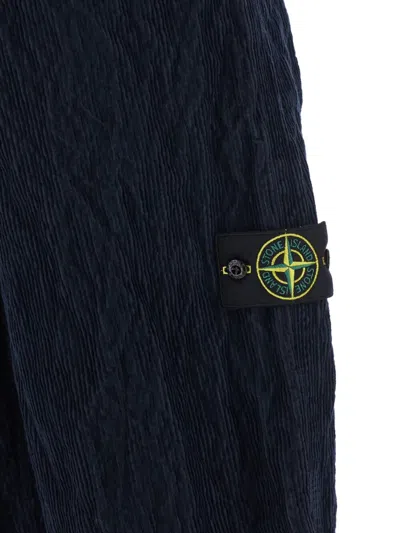 Stone Island Straight Textured Fabric Trousers With Belt Loops