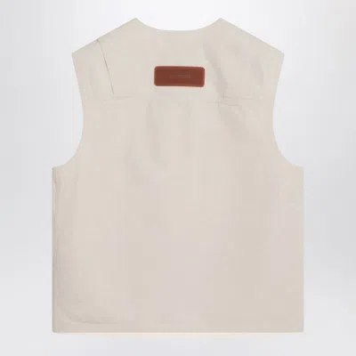 Stone Island Ivory Cotton Vest In Neutral