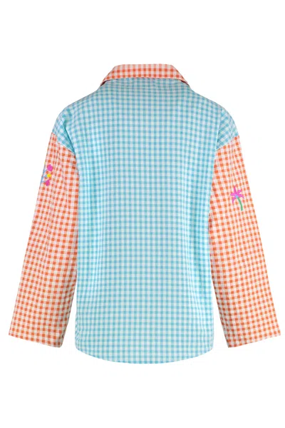 Susanna Blu Gardenia Checked Embroidered Shirt